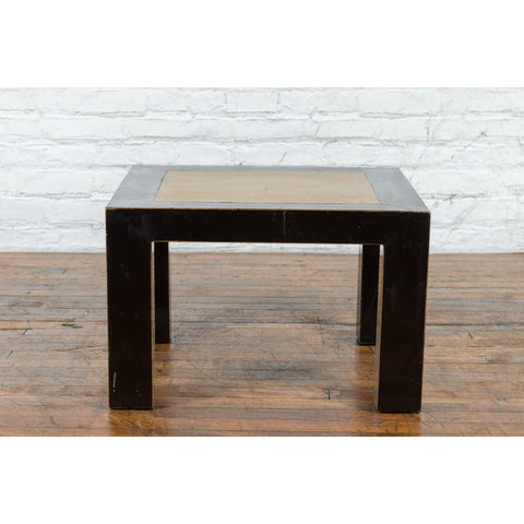 This-is-a-picture-of-a-Vintage Chinese Square Coffee Table with Antique Palace Courtyard Stone Inset-with-image-position-2-style-YN3374-Shop-for-Vintage-and-Antique-Asian-and-Chinese-Furniture-for-sale-at-FEA Home-NYC