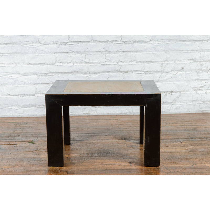 This-is-a-picture-of-a-Vintage Chinese Square Coffee Table with Antique Palace Courtyard Stone Inset-with-image-position-9-style-YN3374-Shop-for-Vintage-and-Antique-Asian-and-Chinese-Furniture-for-sale-at-FEA Home-NYC