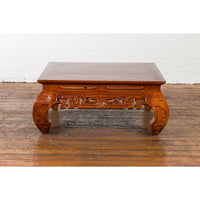 This-is-a-picture-of-a-Vintage Chinese Style Low Kang Coffee Table with Carved Scrolls and Chow Legs-image-position-3-style-YN1430-Shop-for-Vintage-and-Antique-Asian-and-Chinese-Furniture-for-sale-at-FEA Home-NYC