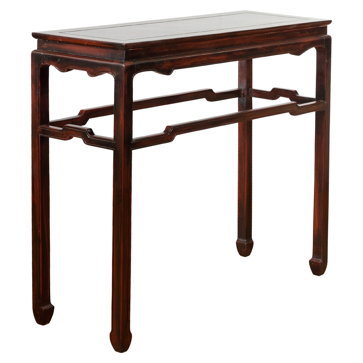 Vintage Chinese Style Wine Console Table with Carved Apron and Custom Lacquer-1. Asian & Chinese Furniture, Art, Antiques, Vintage Home Décor for sale at FEA Home
