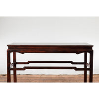 Vintage Chinese Style Wine Console Table with Carved Apron and Custom Lacquer
