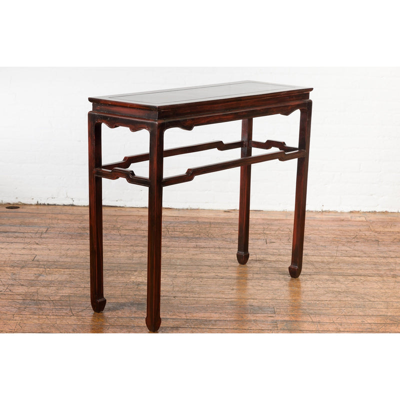 Vintage Chinese Style Wine Console Table with Carved Apron and Custom Lacquer-4. Asian & Chinese Furniture, Art, Antiques, Vintage Home Décor for sale at FEA Home