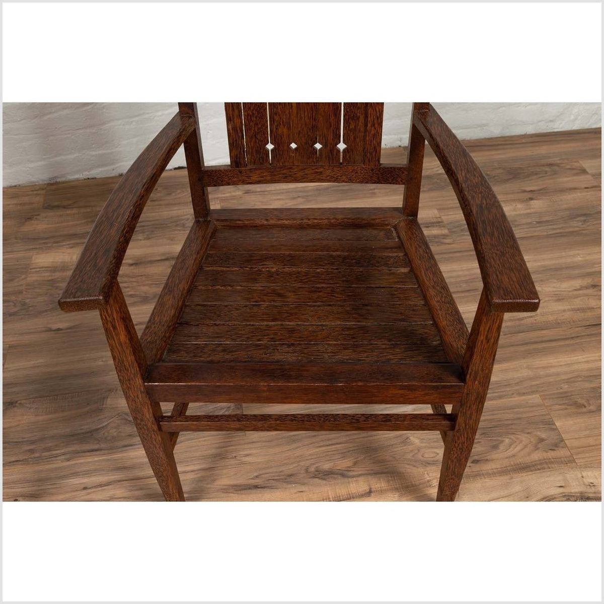 Vintage Dutch Colonial Armchair with Pierced Wooden Slats and Bonnet-Style Rail-11. Asian &amp; Chinese Furniture, Art, Antiques, Vintage Home Décor for sale at FEA Home