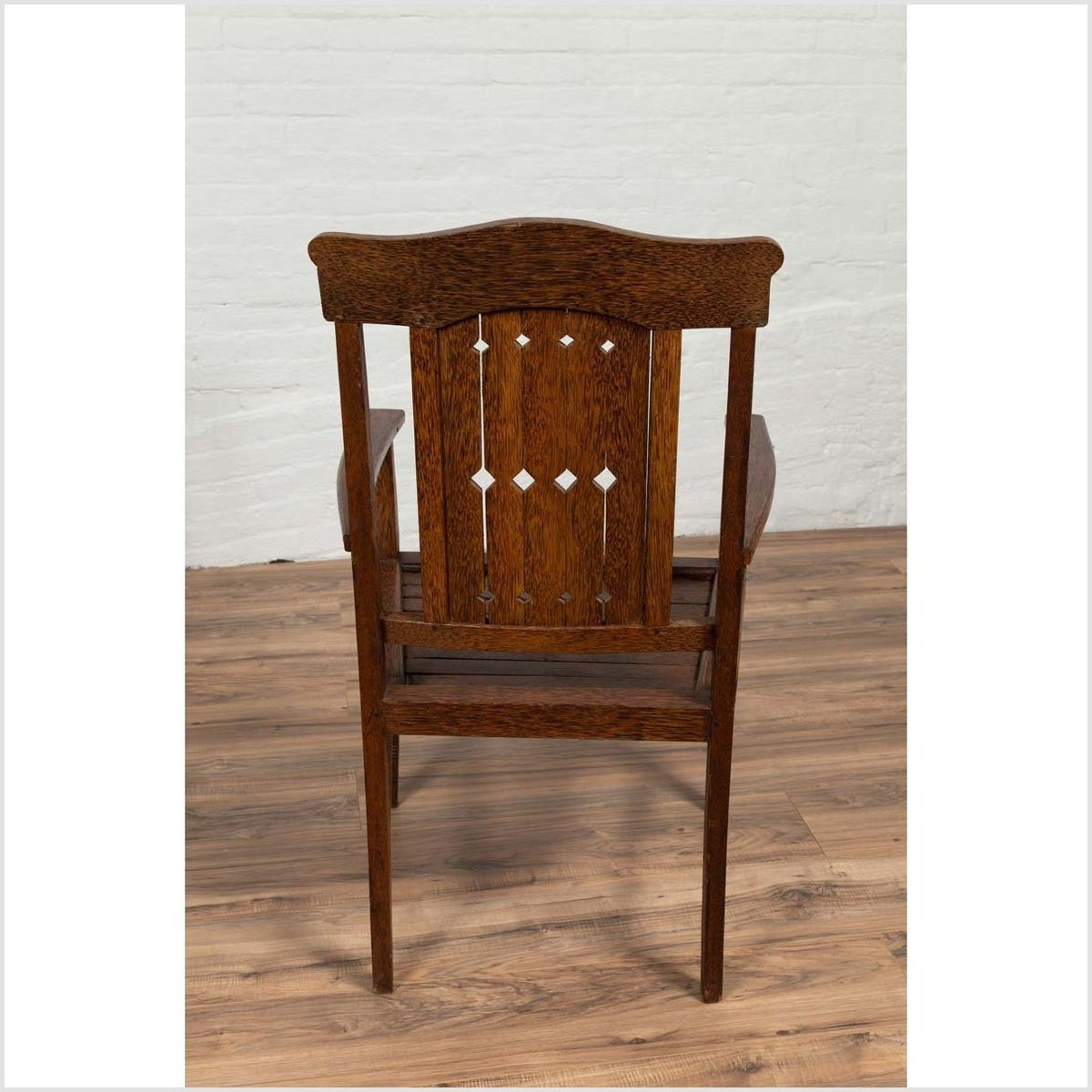 Vintage Dutch Colonial Armchair with Pierced Wooden Slats and Bonnet-Style Rail-14. Asian &amp; Chinese Furniture, Art, Antiques, Vintage Home Décor for sale at FEA Home