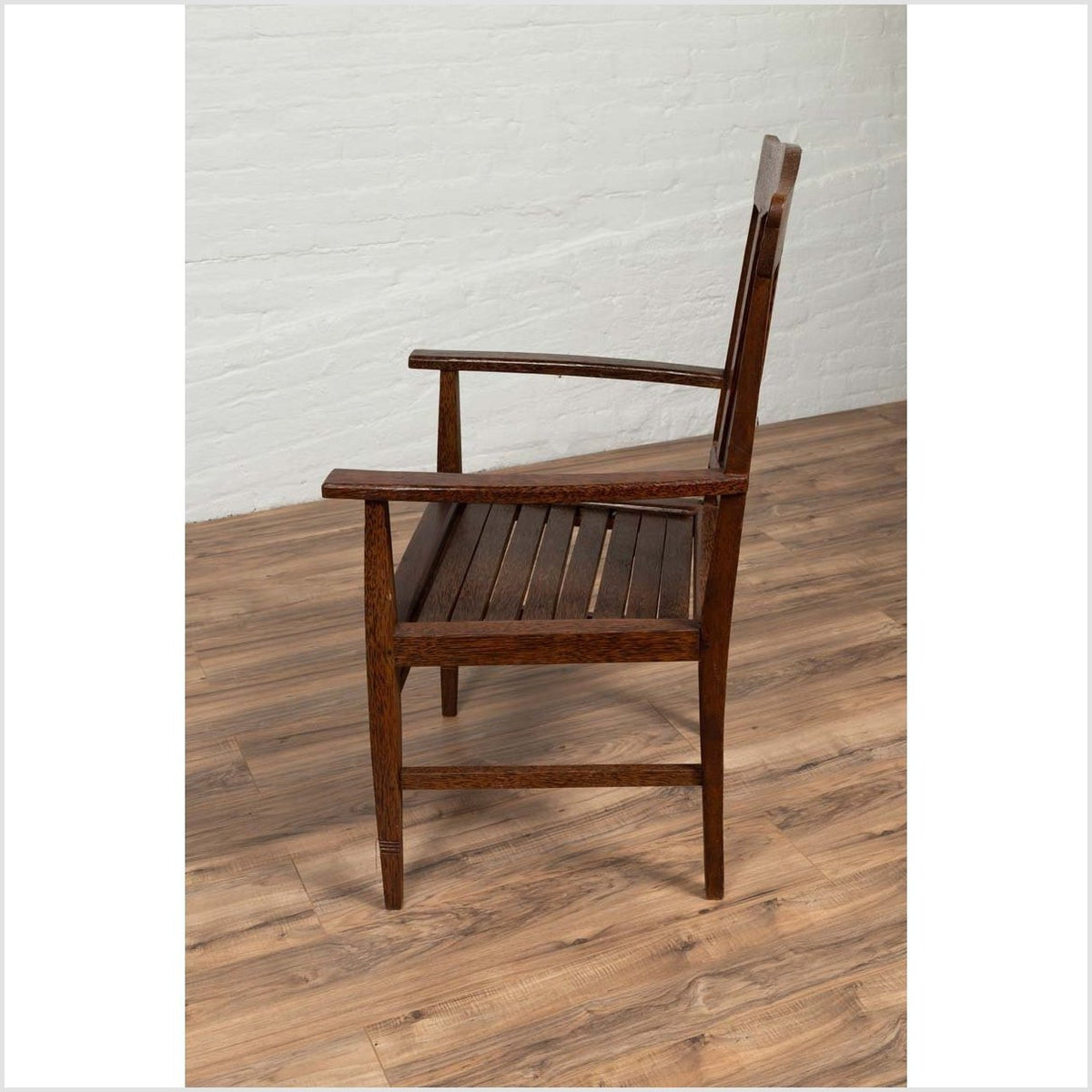 Vintage Dutch Colonial Armchair with Pierced Wooden Slats and Bonnet-Style Rail-15. Asian &amp; Chinese Furniture, Art, Antiques, Vintage Home Décor for sale at FEA Home
