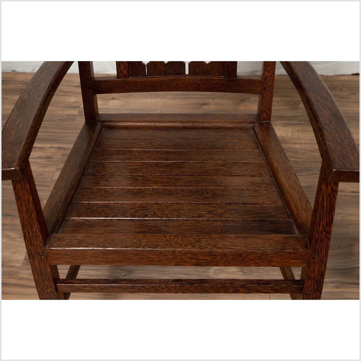 Vintage Dutch Colonial Armchair with Pierced Wooden Slats and Bonnet-Style Rail-10. Asian &amp; Chinese Furniture, Art, Antiques, Vintage Home Décor for sale at FEA Home
