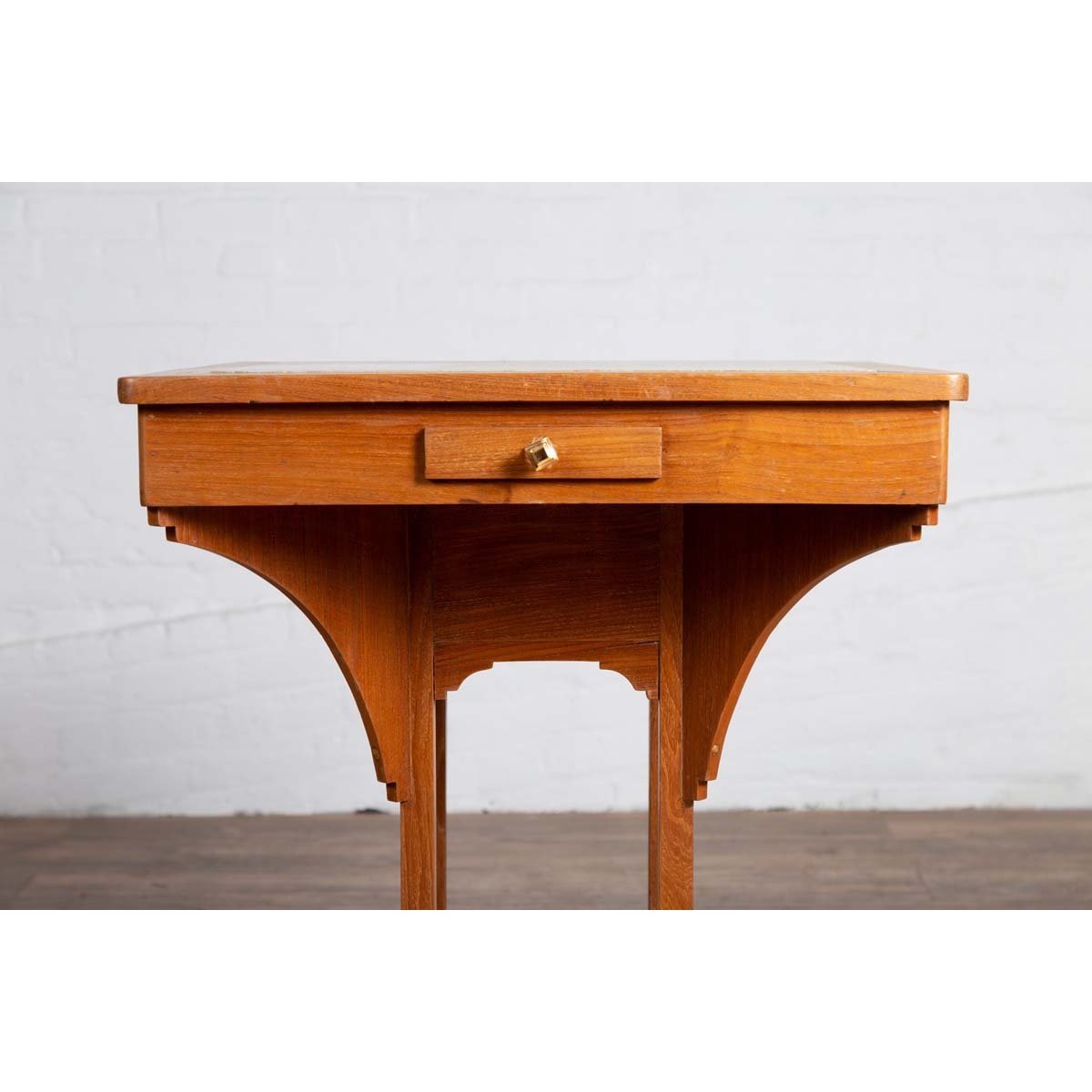 Vintage Dutch Colonial Indonesian Square Center Table with Marble Inset-6. Asian &amp; Chinese Furniture, Art, Antiques, Vintage Home Décor for sale at FEA Home