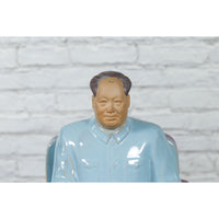 Vintage Glazed Porcelain Statuette of Mao Zedong Seated on an Armchair