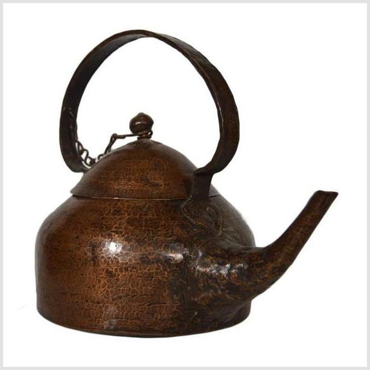 Vintage Hand-Hammered Copper Teapot with Patina from 20th Century, India-5. Asian &amp; Chinese Furniture, Art, Antiques, Vintage Home Décor for sale at FEA Home