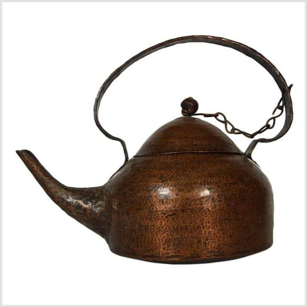 Vintage Hand-Hammered Copper Teapot with Patina from 20th Century, India-7. Asian &amp; Chinese Furniture, Art, Antiques, Vintage Home Décor for sale at FEA Home