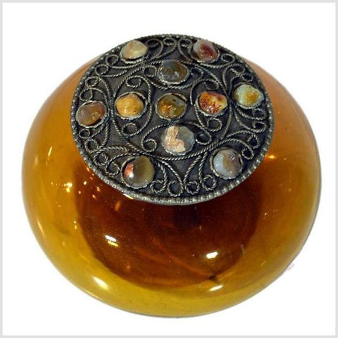 Vintage Indian Amber Glass Trinket Bowl 