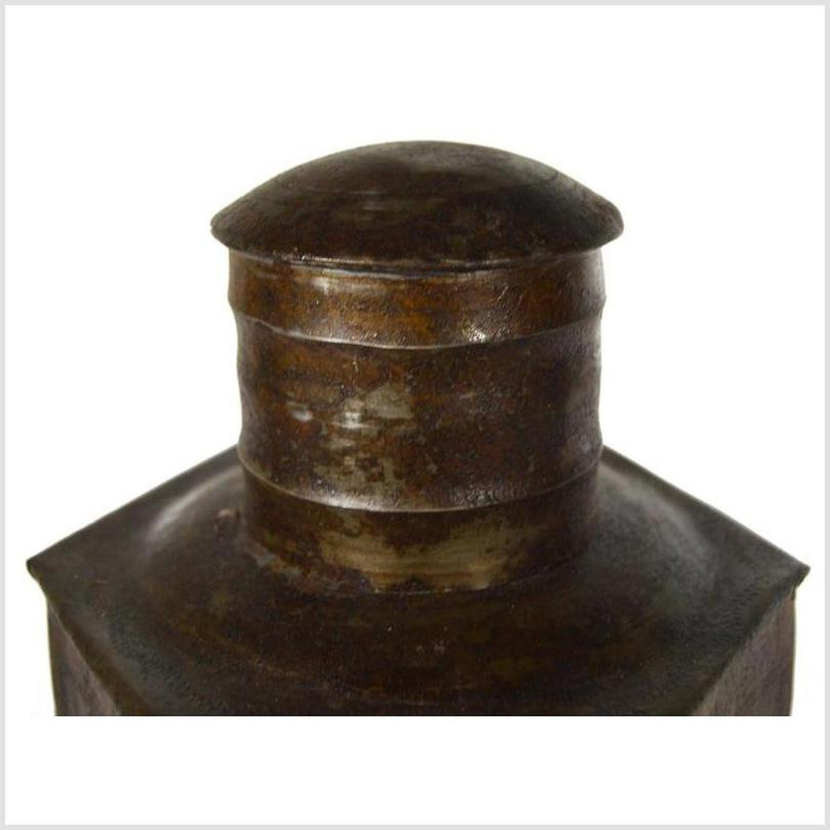 Vintage Indian Hand-Hammered Multi-Sided Tin Storage Canister-3. Asian &amp; Chinese Furniture, Art, Antiques, Vintage Home Décor for sale at FEA Home