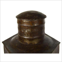 Vintage Indian Hand-Hammered Multi-Sided Tin Storage Canister