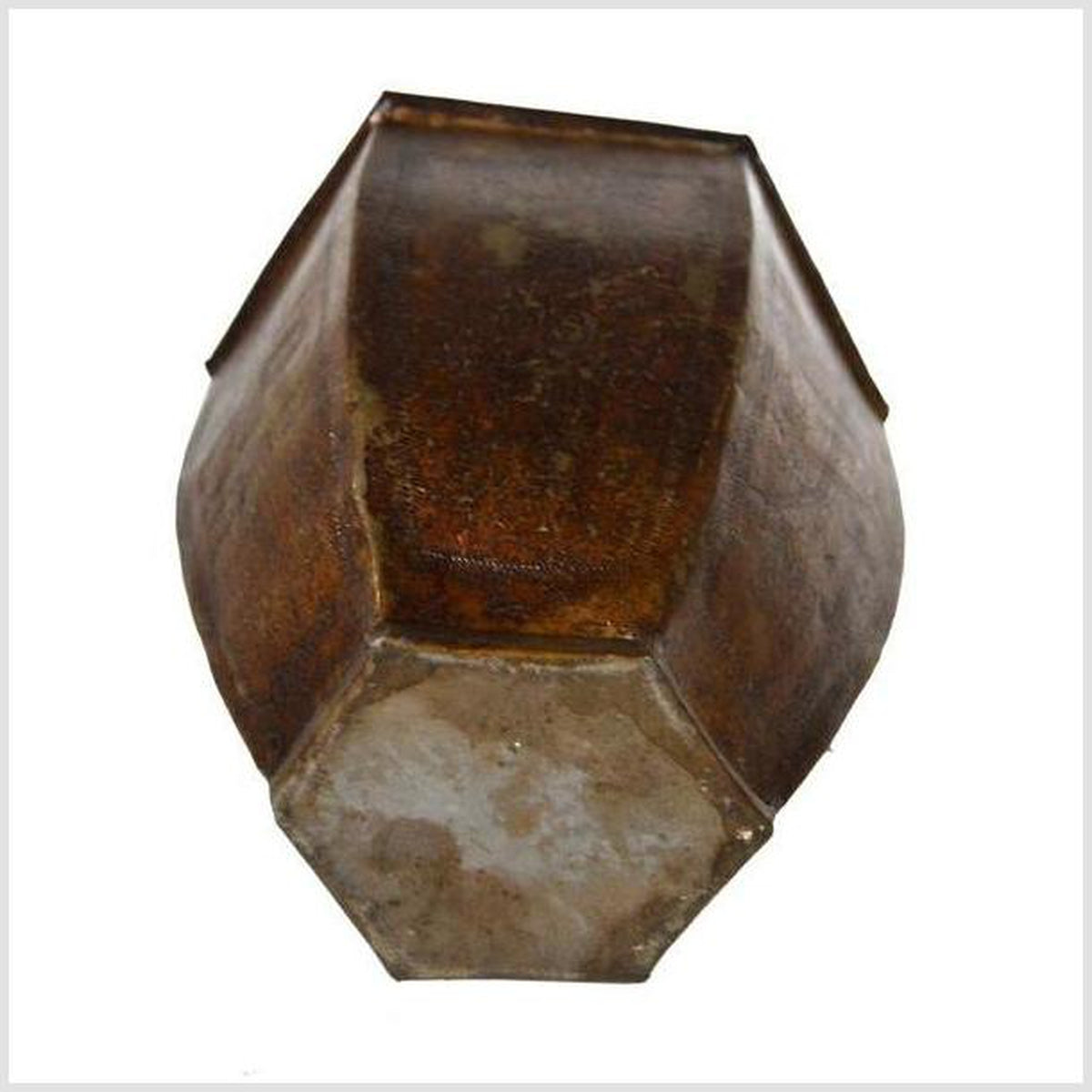 Vintage Indian Hand-Hammered Multi-Sided Tin Storage Canister-5. Asian &amp; Chinese Furniture, Art, Antiques, Vintage Home Décor for sale at FEA Home