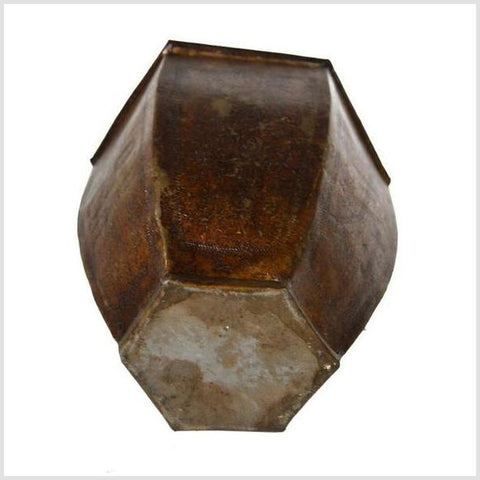 Vintage Indian Hand-Hammered Multi-Sided Tin Storage Canister