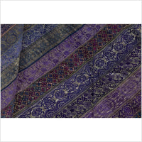 Vintage Indian Purple Silk Embroidered Fabric with Purple, Silver and Gold Tones