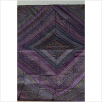 Vintage Indian Purple Silk Embroidered Fabric with Purple, Silver and Gold Tones