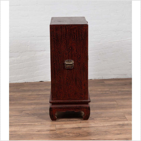 Vintage Japanese Display Cabinet with Red Negora Lacquer and Gilded Calligraphy-YN6504-15. Asian & Chinese Furniture, Art, Antiques, Vintage Home Décor for sale at FEA Home