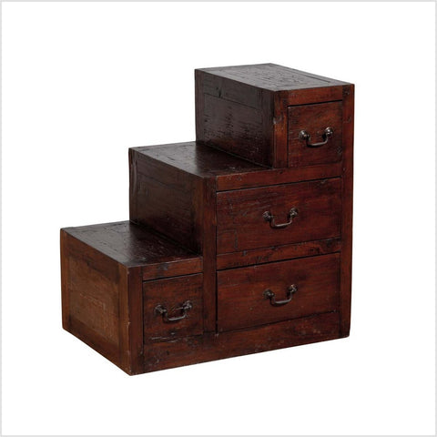 Vintage Javanese Staircase Tansu Cabinet in Japanese Style with Four Drawers-YN6201-1. Asian & Chinese Furniture, Art, Antiques, Vintage Home Décor for sale at FEA Home