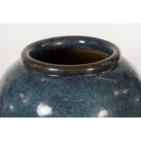 Vintage Oversized Thai Shigaraki Style Namako Glazed Planter with Wave Effects