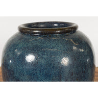 Vintage Oversized Thai Shigaraki Style Namako Glazed Planter with Wave Effects
