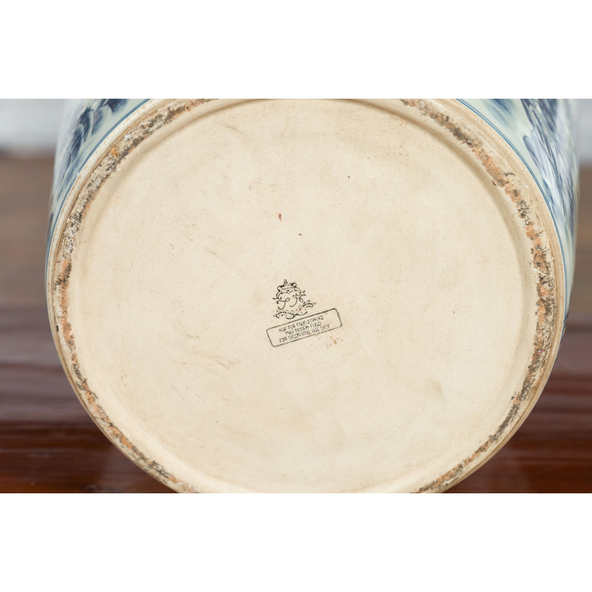 Vintage Porcelain Cache-Pot Planter with Blue and White Mountainous Landscape-11. Asian &amp; Chinese Furniture, Art, Antiques, Vintage Home Décor for sale at FEA Home