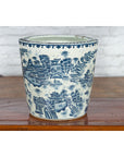 Vintage Porcelain Cache-Pot Planter with Blue and White Mountainous Landscape-2. Asian & Chinese Furniture, Art, Antiques, Vintage Home Décor for sale at FEA Home