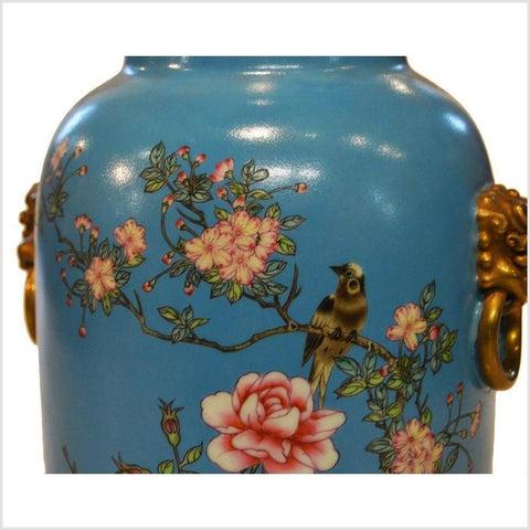 Vintage Porcelain Hand Painted Flowers and Birds Vase-YN3808-5. Asian & Chinese Furniture, Art, Antiques, Vintage Home Décor for sale at FEA Home