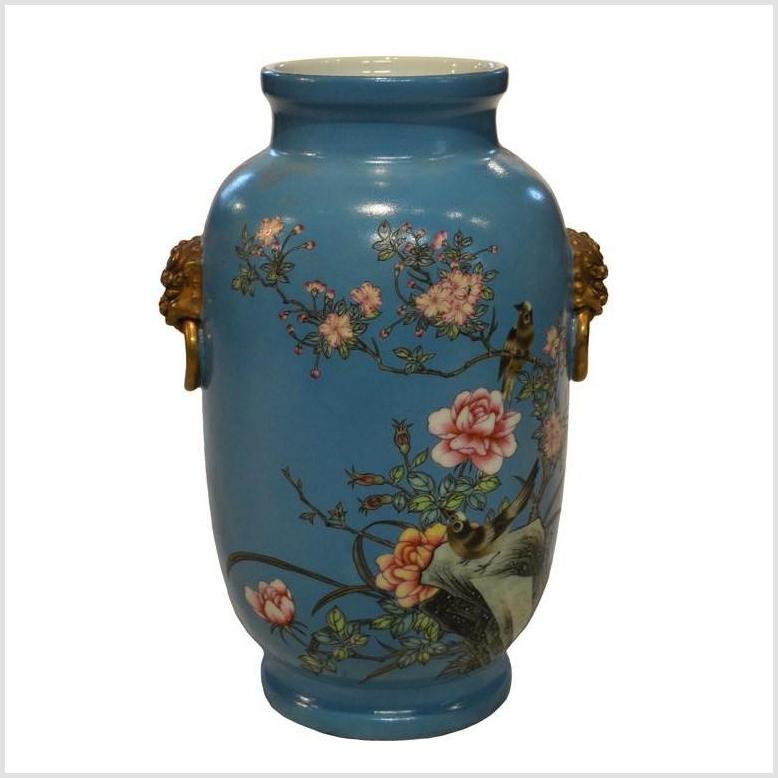 Vintage Porcelain Hand Painted Flowers and Birds Vase-1. Asian & Chinese Furniture, Art, Antiques, Vintage Home Décor for sale at FEA Home