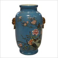 Vintage Porcelain Hand Painted Flowers and Birds Vase