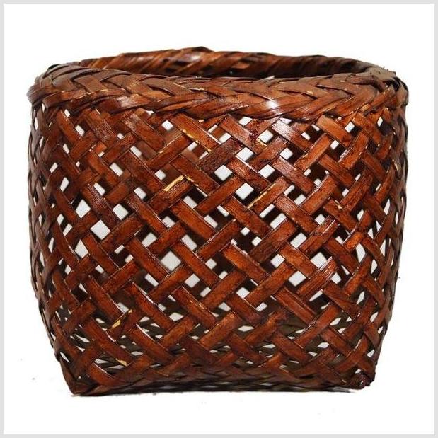 Vintage Thai Rattan Woven Basket-1. Asian & Chinese Furniture, Art, Antiques, Vintage Home Décor for sale at FEA Home
