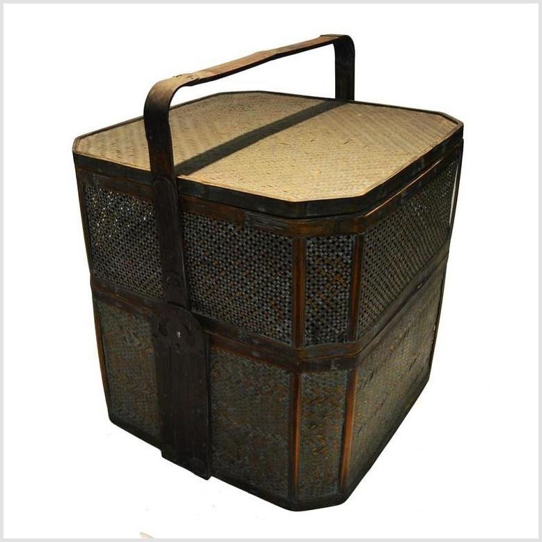 Vintage Woven Rattan Basket-10. Asian &amp; Chinese Furniture, Art, Antiques, Vintage Home Décor for sale at FEA Home