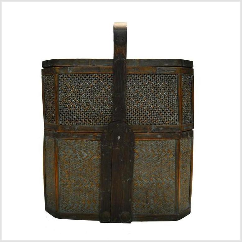 Vintage Woven Rattan Basket-1. Asian & Chinese Furniture, Art, Antiques, Vintage Home Décor for sale at FEA Home