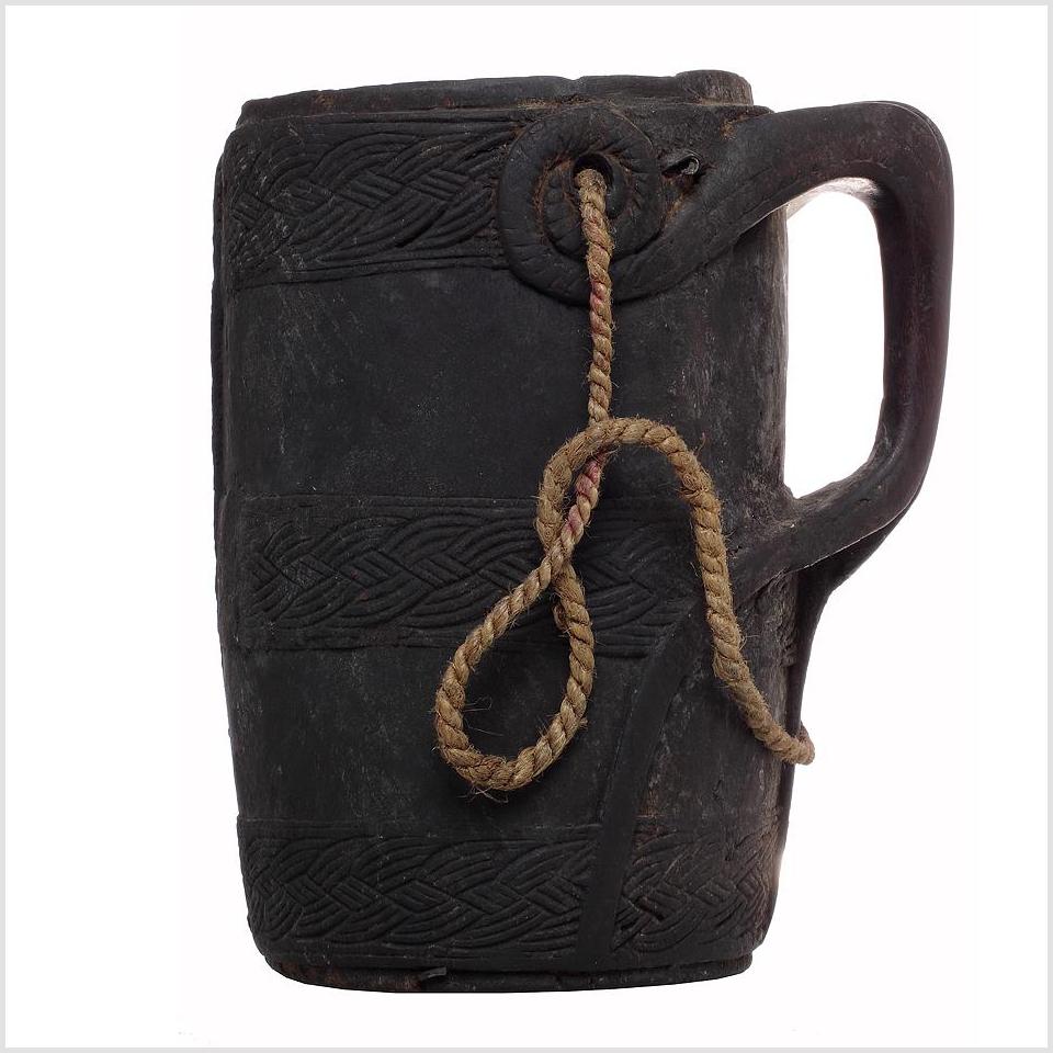 Wooden Indian Pitcher With Rope-1. Asian & Chinese Furniture, Art, Antiques, Vintage Home Décor for sale at FEA Home