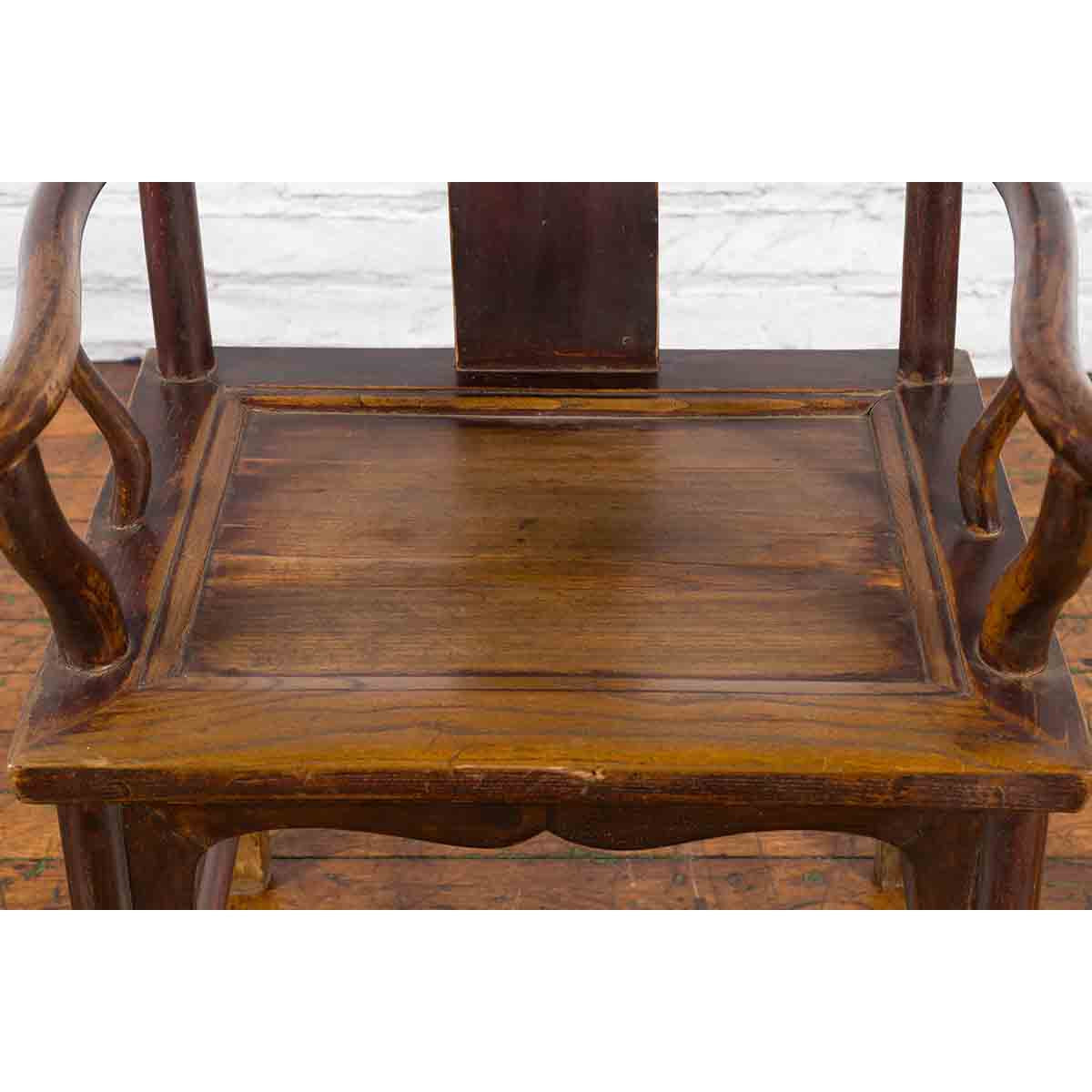 Chinese Qing Dynasty Period Scholar&#39;s Lamp Hanger Armchair with Carved Splat-11. Asian &amp; Chinese Furniture, Art, Antiques, Vintage Home Décor for sale at FEA Home