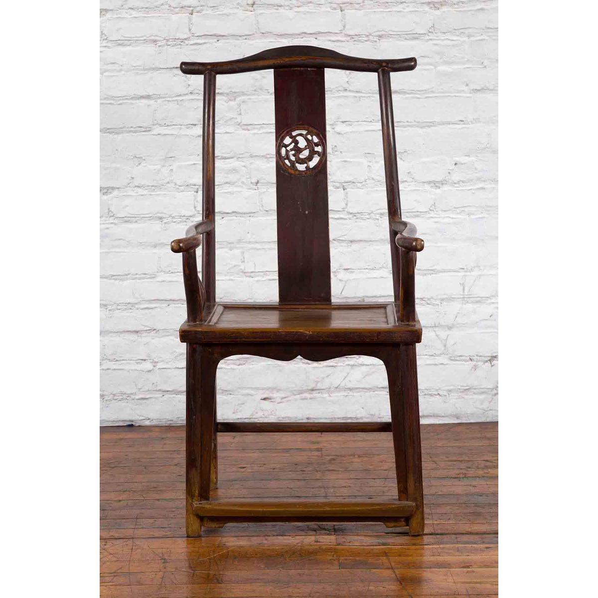 Chinese Qing Dynasty Period Scholar&#39;s Lamp Hanger Armchair with Carved Splat-5. Asian &amp; Chinese Furniture, Art, Antiques, Vintage Home Décor for sale at FEA Home