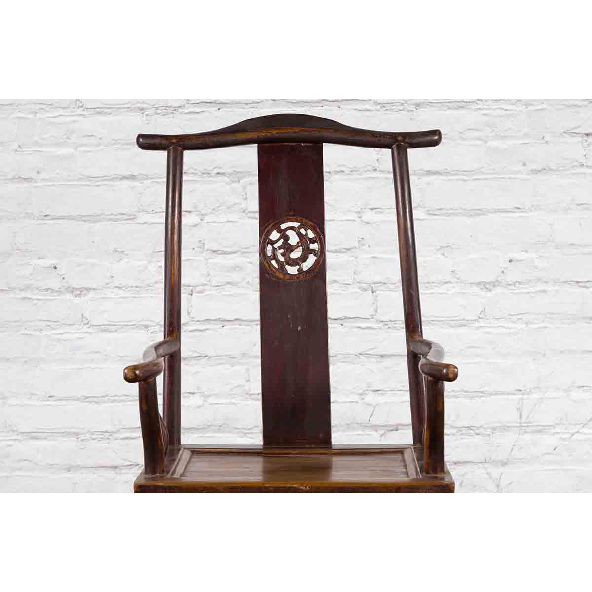 Chinese Qing Dynasty Period Scholar&#39;s Lamp Hanger Armchair with Carved Splat-8. Asian &amp; Chinese Furniture, Art, Antiques, Vintage Home Décor for sale at FEA Home