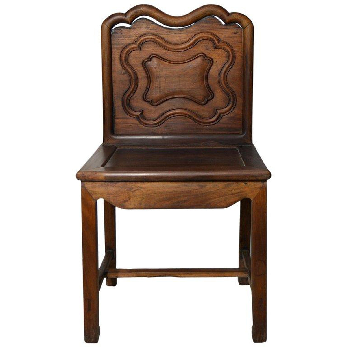Yumu Chinese 19th Century Side Chair with Dark Lacquered Finish and Cartouche-1. Asian & Chinese Furniture, Art, Antiques, Vintage Home Décor for sale at FEA Home