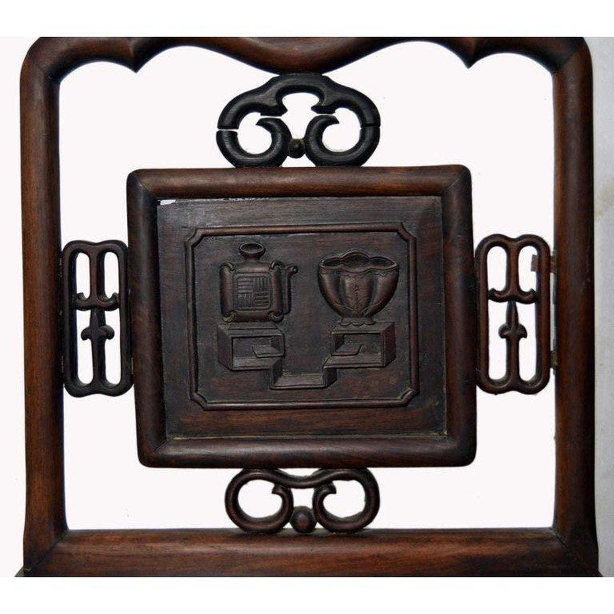 Yumu Wood Chinese 19th Century Chair with Hand-Carved Décor and Lacquered Finish-2. Asian & Chinese Furniture, Art, Antiques, Vintage Home Décor for sale at FEA Home
