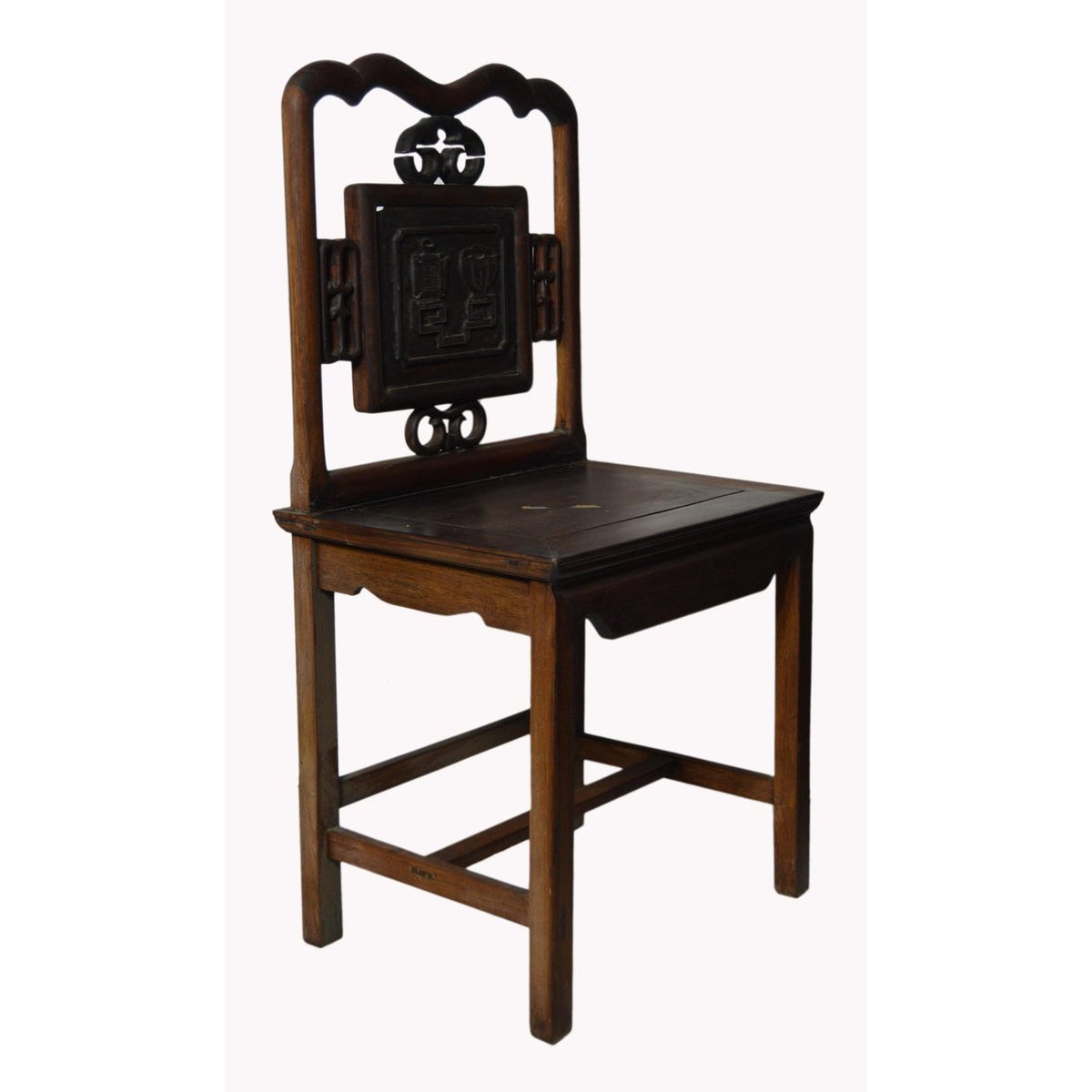 Yumu Wood Chinese 19th Century Chair with Hand-Carved Décor and Lacquered Finish-6. Asian &amp; Chinese Furniture, Art, Antiques, Vintage Home Décor for sale at FEA Home