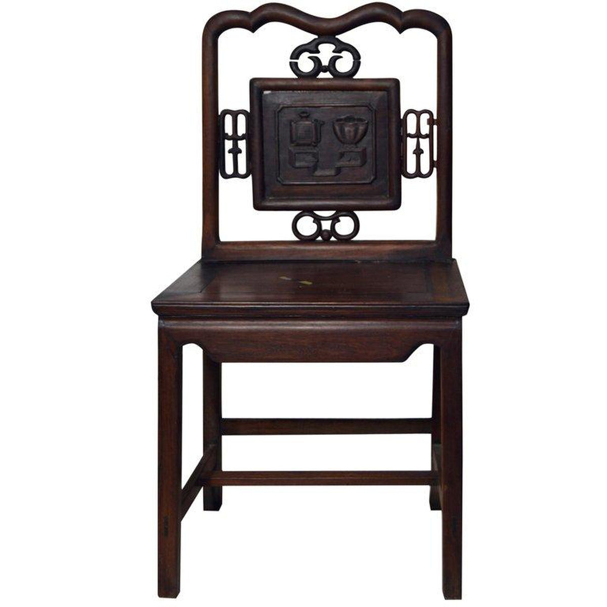 Yumu Wood Chinese 19th Century Chair with Hand-Carved Décor and Lacquered Finish-1. Asian & Chinese Furniture, Art, Antiques, Vintage Home Décor for sale at FEA Home